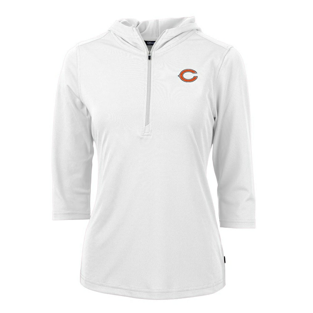 Chicago Bears Cutter & Buck Women's Virtue Eco Pique Half-Zip 3/4 Sleeve Pullover Hoodie White