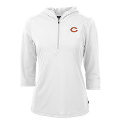 Chicago Bears Cutter & Buck Women's Virtue Eco Pique Half-Zip 3/4 Sleeve Pullover Hoodie White