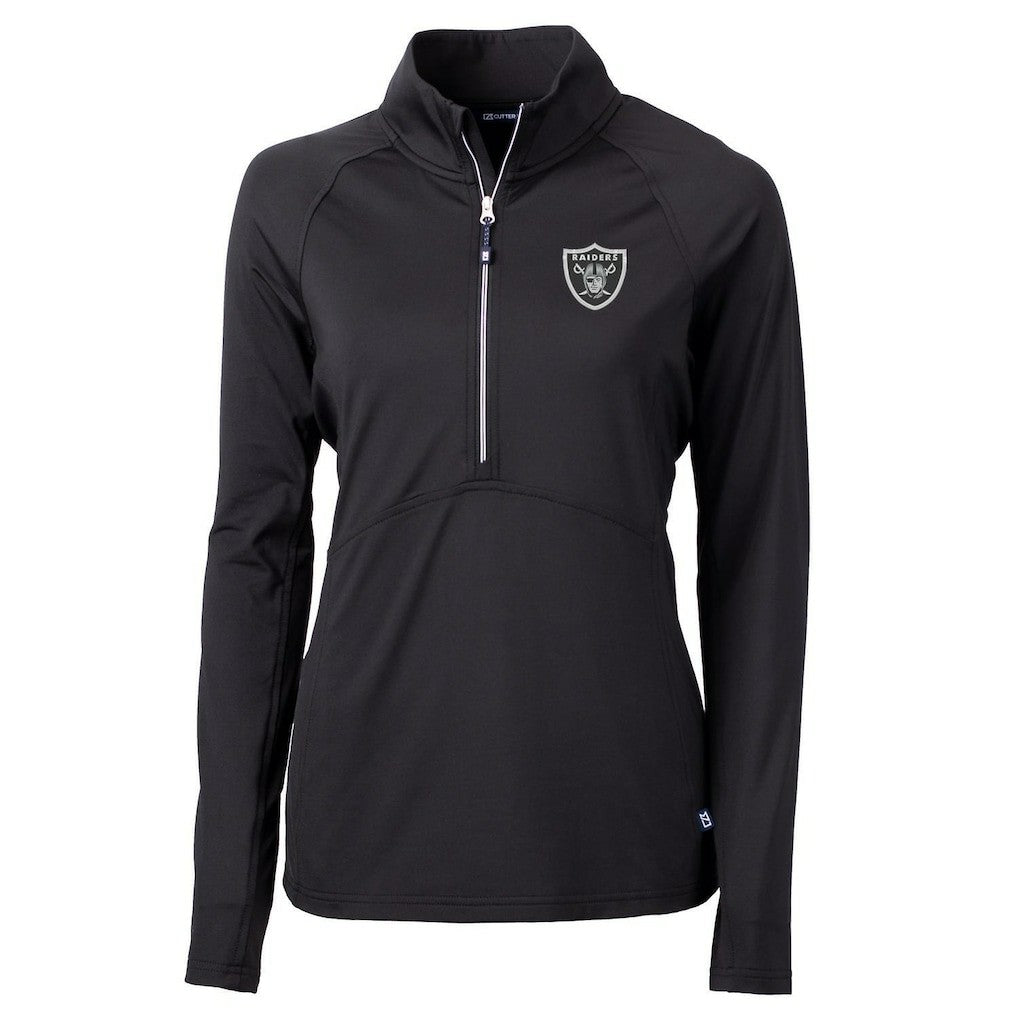 Las Vegas Raiders Cutter & Buck Women's Adapt Eco Knit Half-Zip Pullover Jacket Black