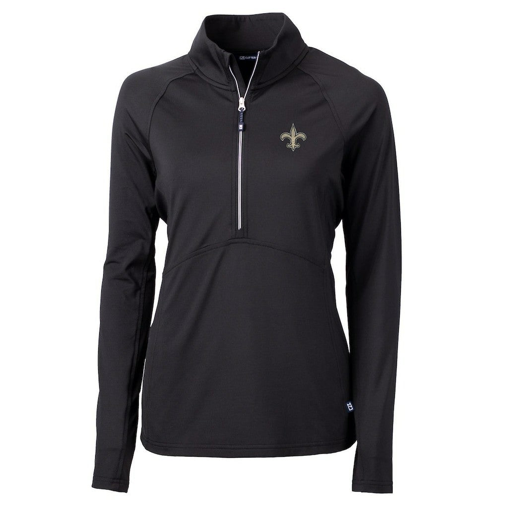 New Orleans Saints Cutter & Buck Women's Adapt Eco Knit Half-Zip Pullover Jacket Black