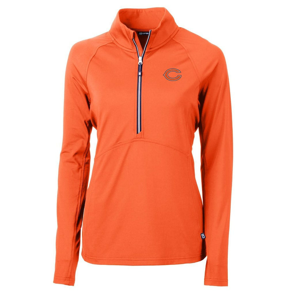 Chicago Bears Cutter & Buck Women's Adapt Eco Knit Half-Zip Pullover Jacket Orange