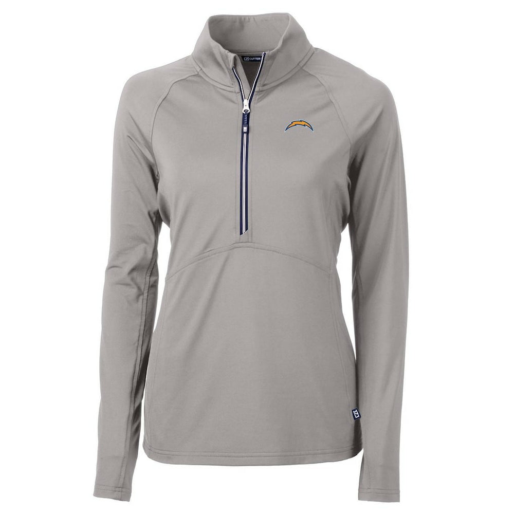 Los Angeles Chargers Cutter & Buck Women's Adapt Eco Knit Half-Zip Pullover Jacket Gray