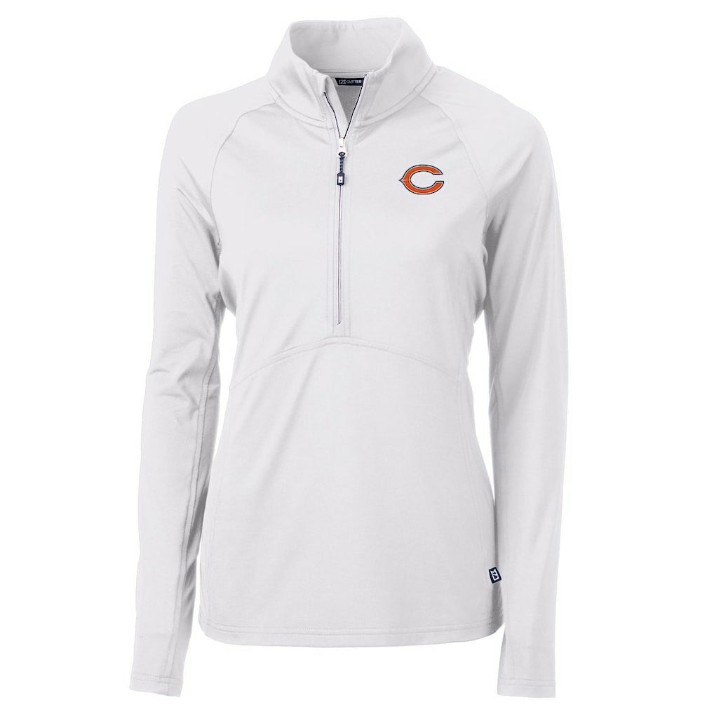Chicago Bears Cutter & Buck Women's Adapt Eco Knit Half-Zip Pullover Jacket White