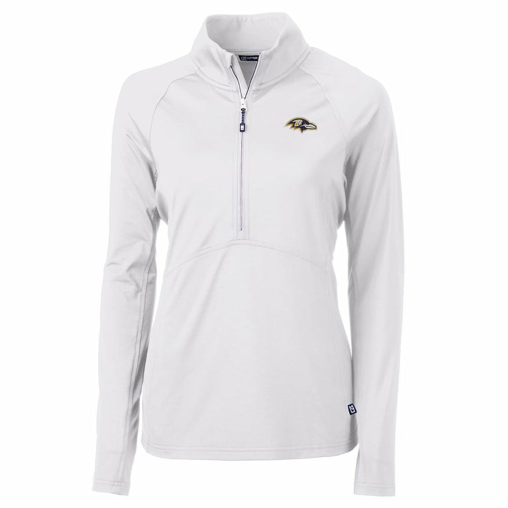 Baltimore Ravens Cutter & Buck Women's Adapt Eco Knit Half-Zip Pullover Jacket White