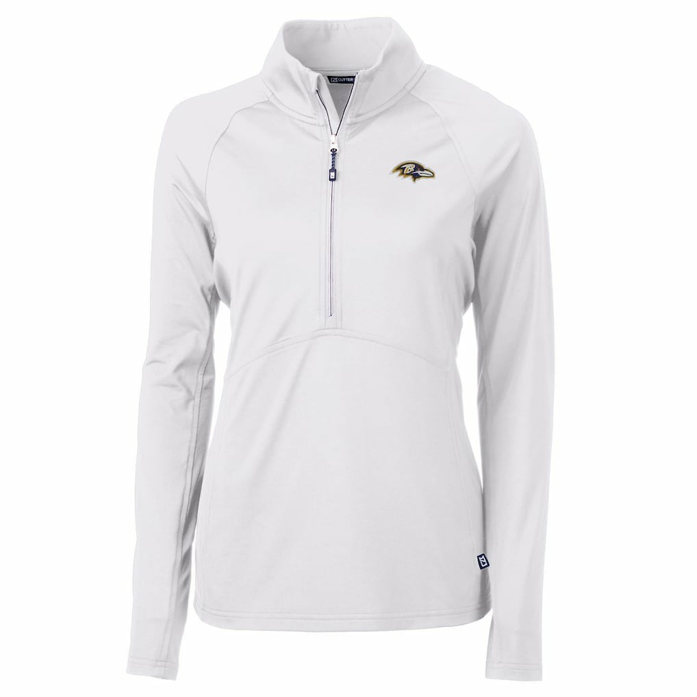 Baltimore Ravens Cutter & Buck Women's Adapt Eco Knit Half-Zip Pullover Jacket White