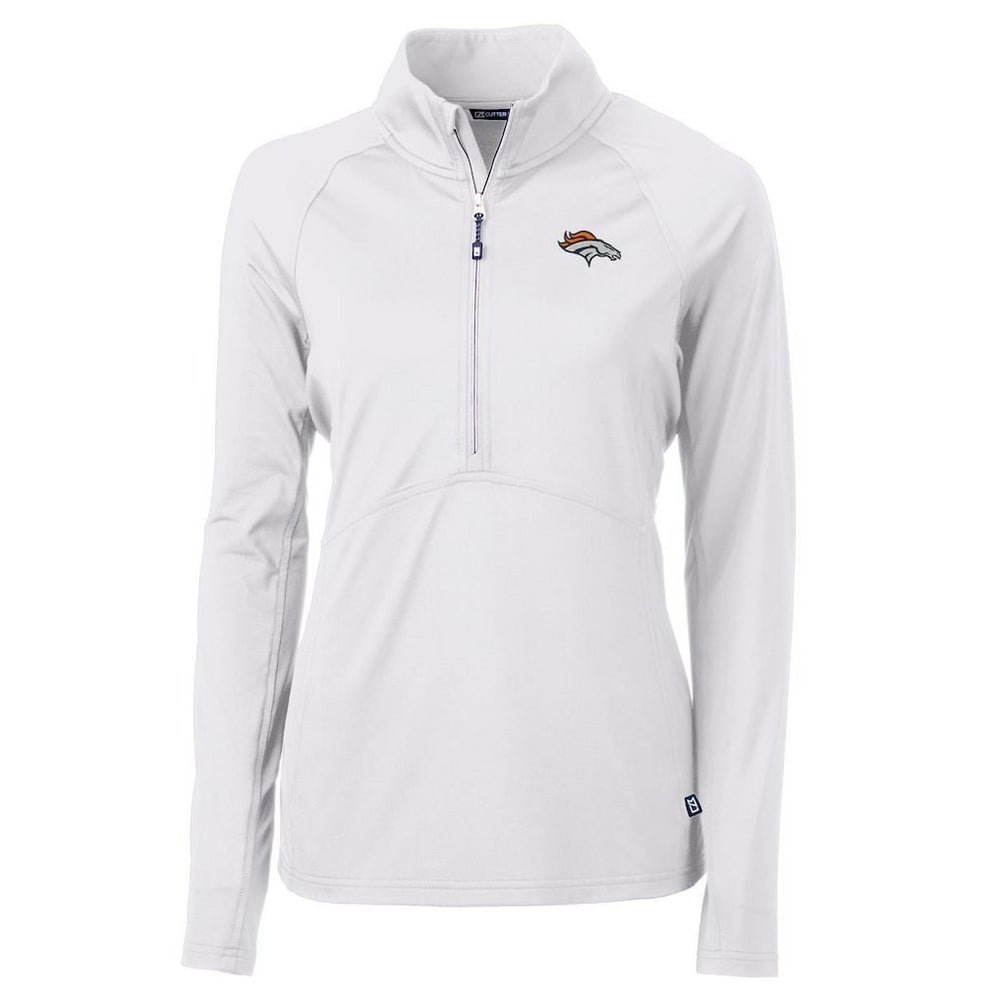 Denver Broncos Cutter & Buck Women's Adapt Eco Knit Half-Zip Pullover Jacket White