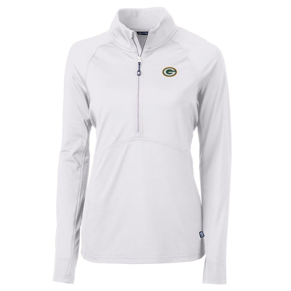 Green Bay Packers Cutter & Buck Women's Adapt Eco Knit Half-Zip Pullover Jacket White
