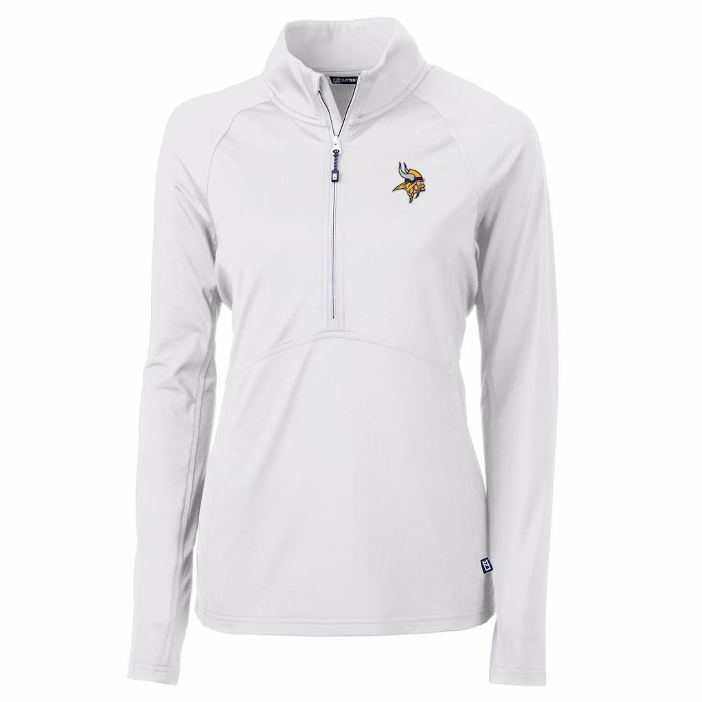 Minnesota Vikings Cutter & Buck Women's Adapt Eco Knit Half-Zip Pullover Jacket White