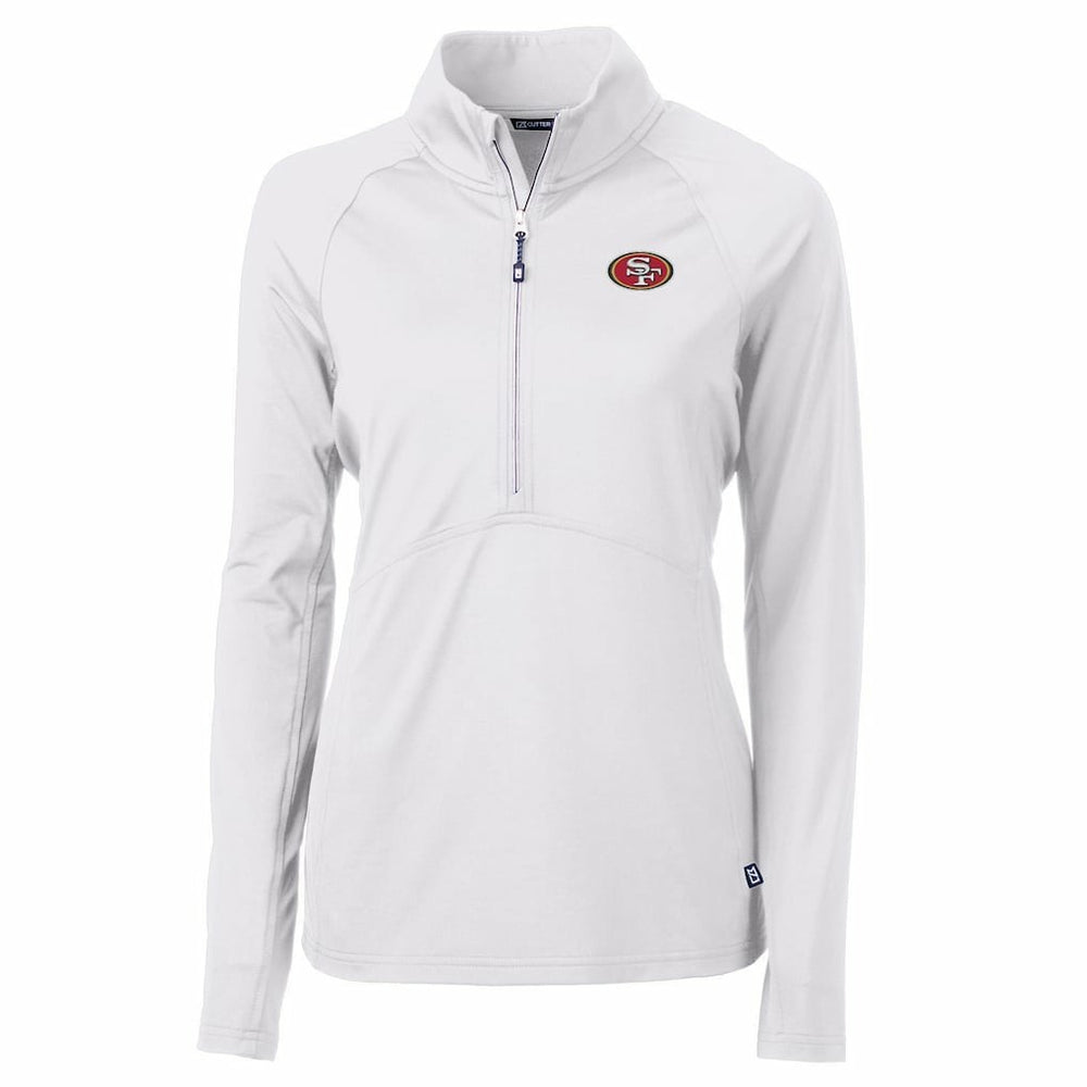 San Francisco 49ers Cutter & Buck Women's Adapt Eco Knit Half-Zip Pullover Jacket White
