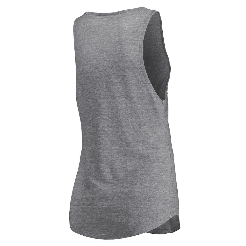 Philadelphia 76ers Women's Quality Time Open Scoop Neck Tri-Blend Tank Top Heathered Gray | Fanatics
