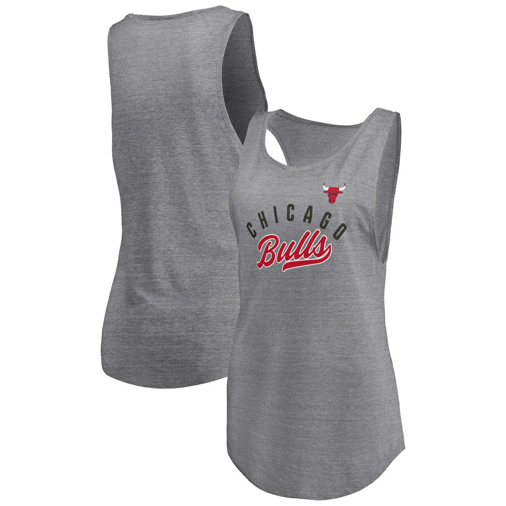 Chicago Bulls Women's Quality Time Open Scoop Neck Tri-Blend Tank Top for sale Heathered Gray | Fanatics outlet