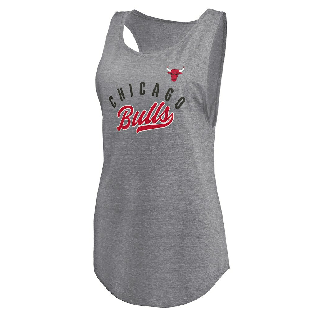 Chicago Bulls Women's Quality Time Open Scoop Neck Tri-Blend Tank Top for sale Heathered Gray | Fanatics outlet