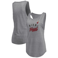 Miami Heat Women's Quality Time Open Scoop Neck Tri-Blend Tank Top Heathered Gray | Fanatics