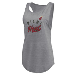 Miami Heat Women's Quality Time Open Scoop Neck Tri-Blend Tank Top Heathered Gray | Fanatics