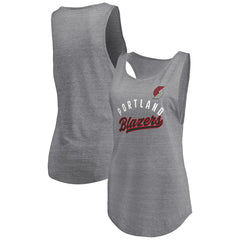 Portland Trail Blazers Women's Quality Time Open Scoop Neck Tri-Blend Tank Top Heathered Gray | Fanatics US