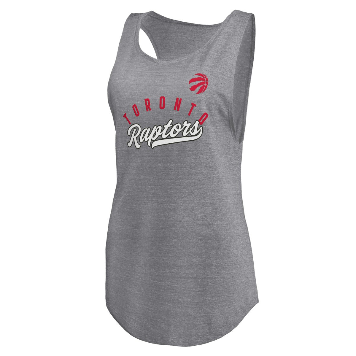 Toronto Raptors Women's Quality Time Open Scoop Neck Tri-Blend Tank Top Heathered Gray | Fanatics discount