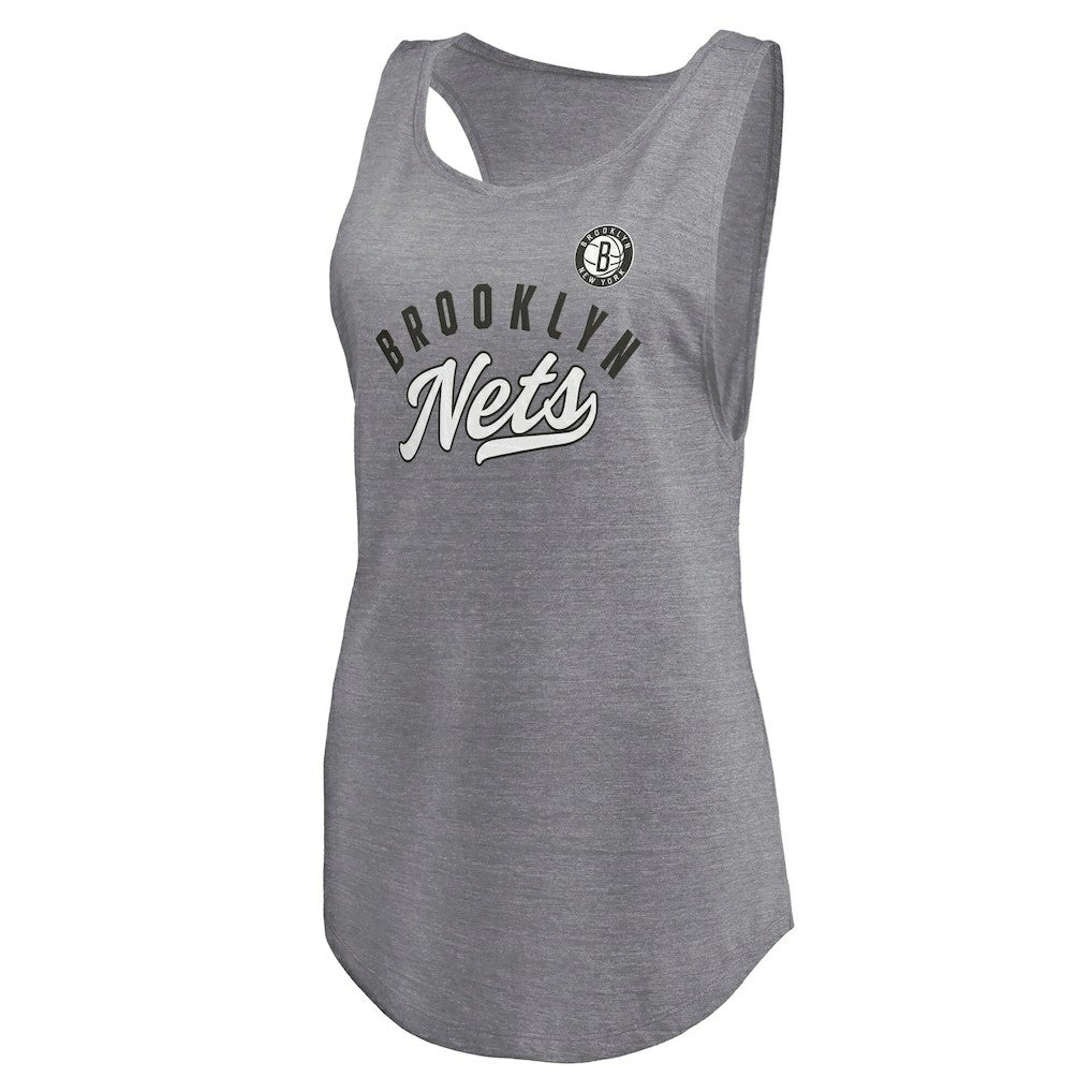 Brooklyn Nets Women's Quality Time Open Scoop Neck Tri-Blend Tank Top Heathered Gray | Fanatics outlet
