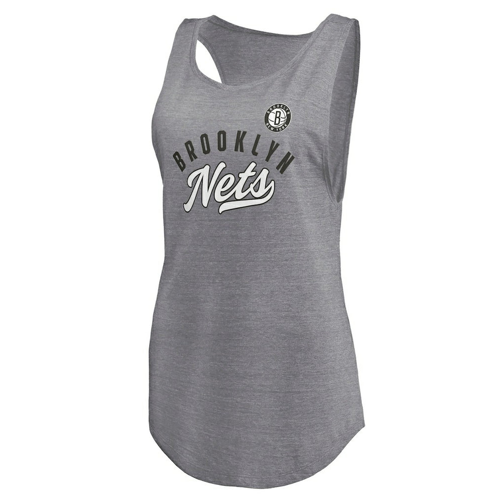 Brooklyn Nets Women's Quality Time Open Scoop Neck Tri-Blend Tank Top Heathered Gray | Fanatics outlet