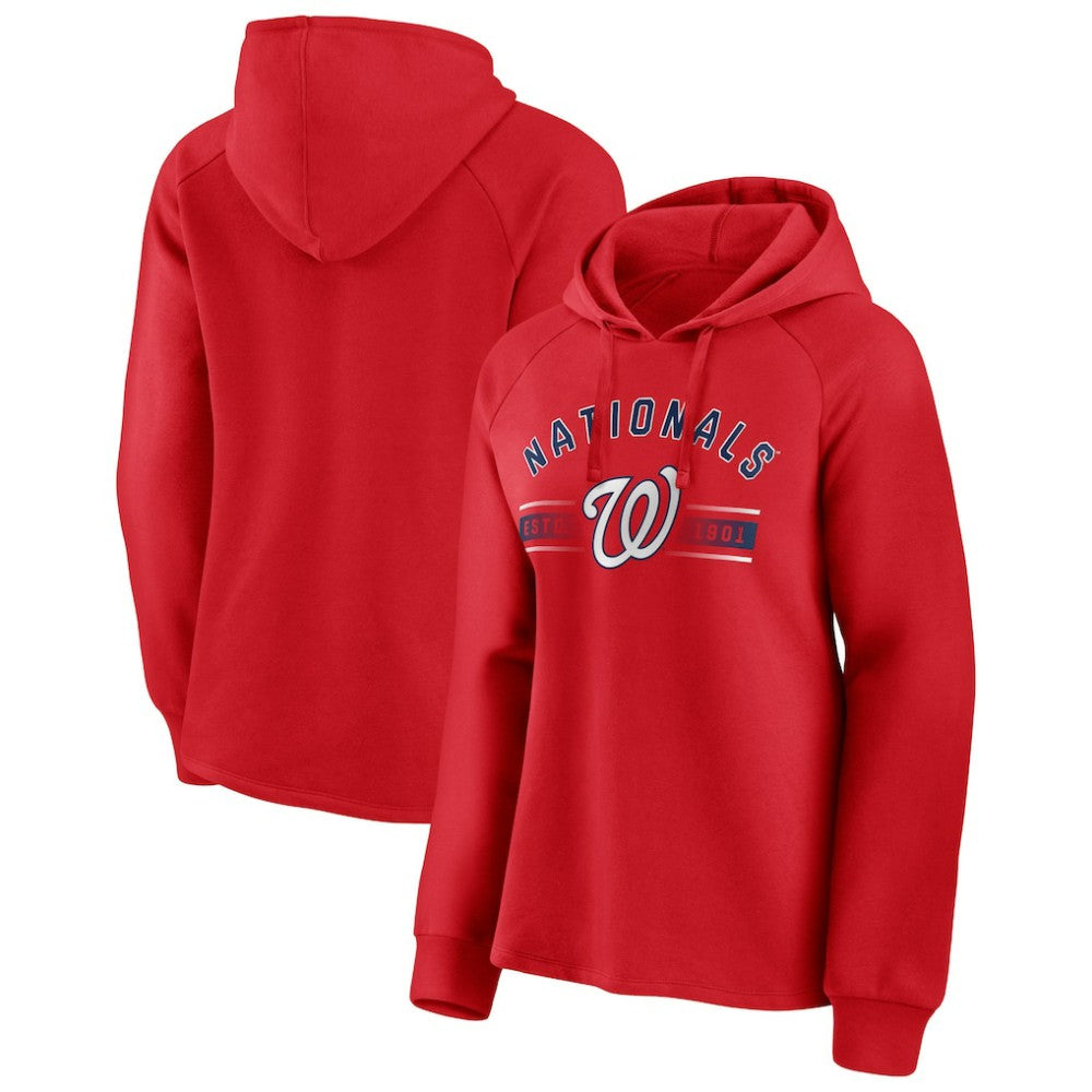 Washington Nationals Fanatics Women's Perfect Play Raglan Pullover Hoodie - Red - Fanatics Online