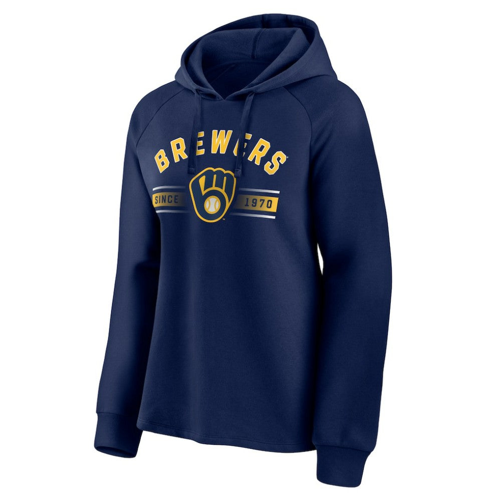 Milwaukee Brewers Fanatics Women's Perfect Play Raglan Pullover Hoodie - Navy - Fanatics Lifestyle