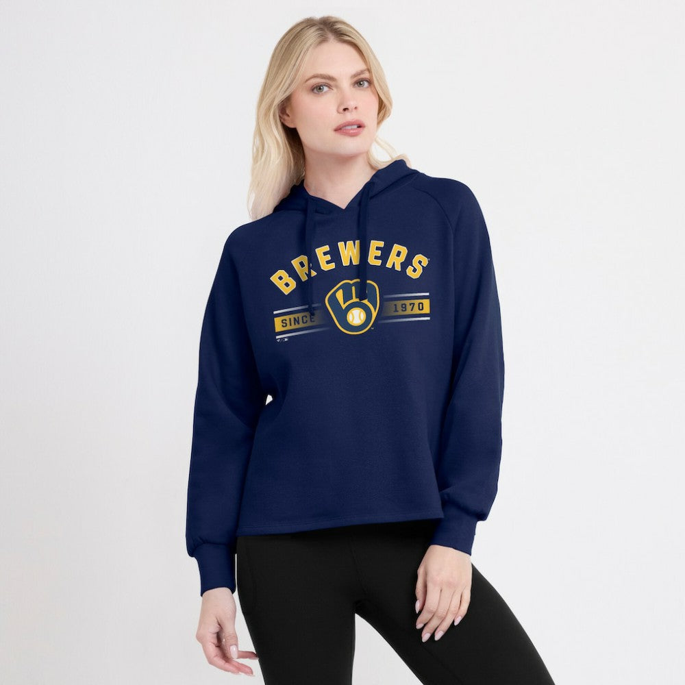 Milwaukee Brewers Fanatics Women's Perfect Play Raglan Pullover Hoodie - Navy - Fanatics Lifestyle