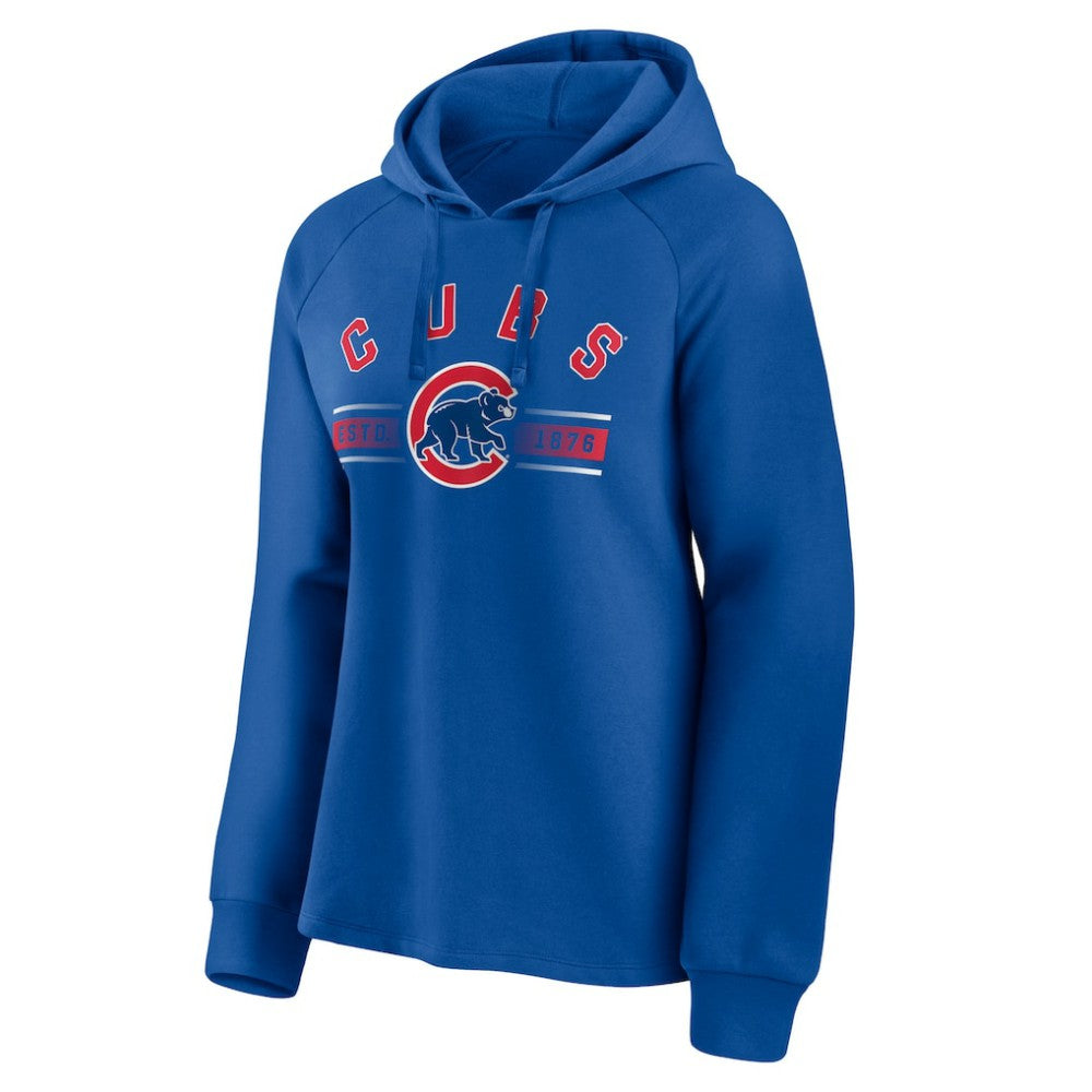 Chicago Cubs Fanatics Women's Perfect Play Raglan Pullover Hoodie - Royal - Fanatics Lifestyle