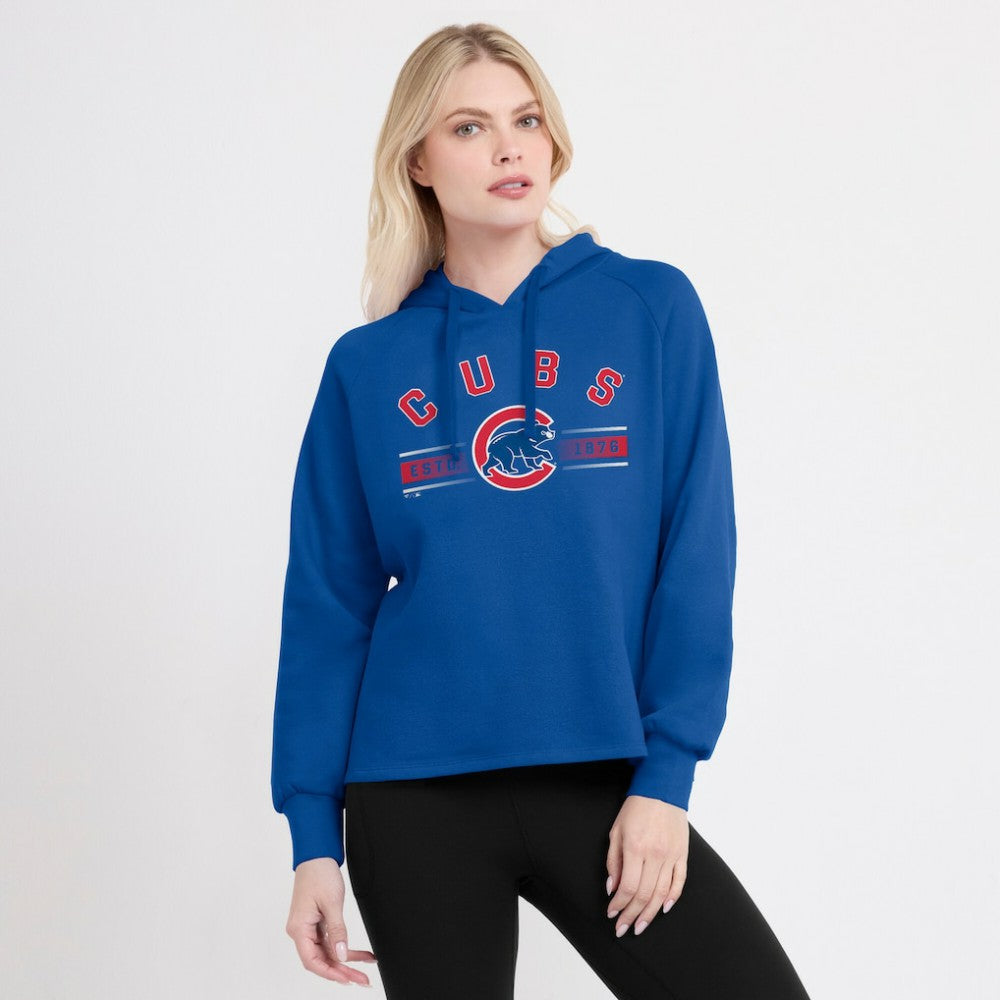 Chicago Cubs Fanatics Women's Perfect Play Raglan Pullover Hoodie - Royal - Fanatics Lifestyle