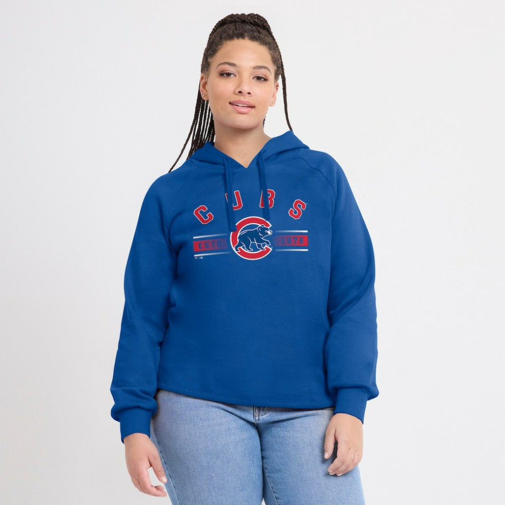 Chicago Cubs Fanatics Women's Perfect Play Raglan Pullover Hoodie - Royal - Fanatics Lifestyle