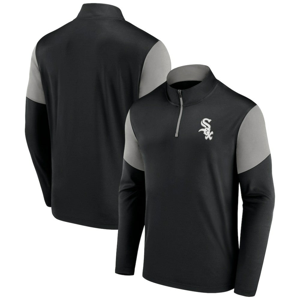 Chicago White Sox Fanatics Primary Logo Quarter-Zip Top - Black/Gray - Fanatics Online
