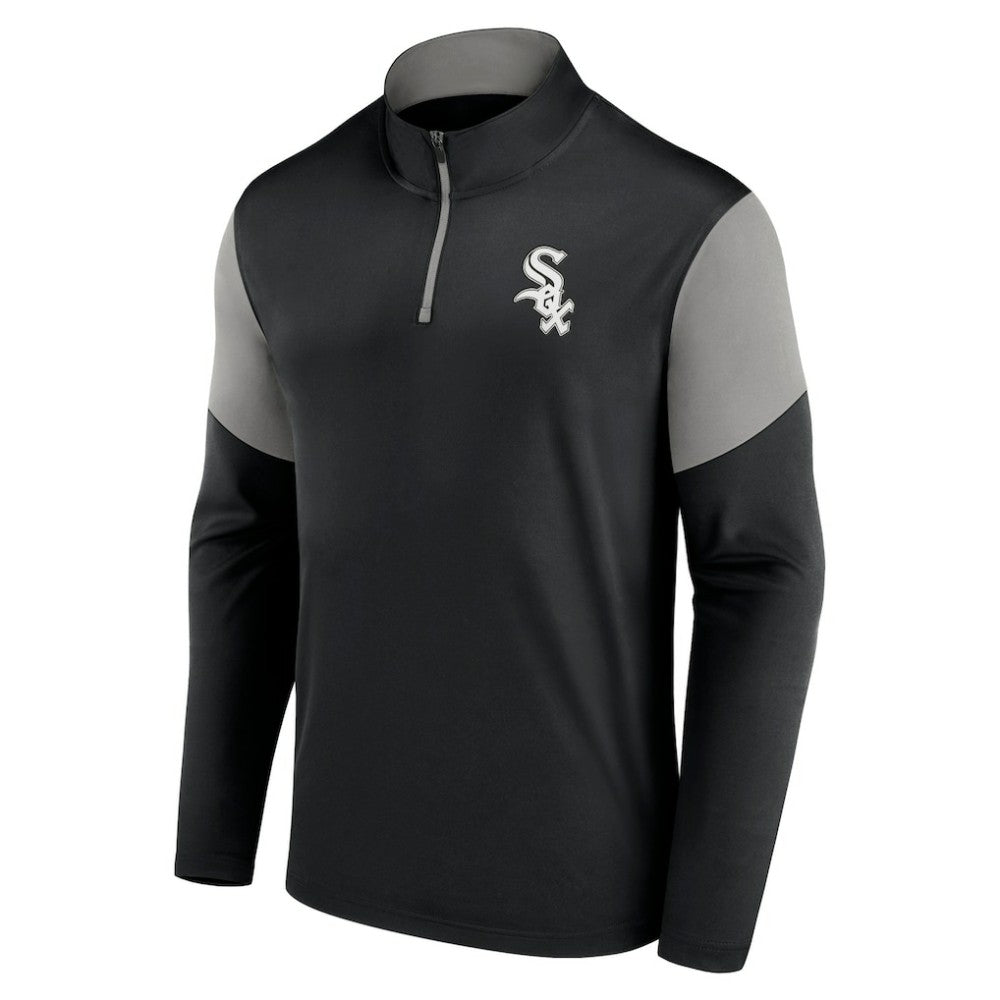 Chicago White Sox Fanatics Primary Logo Quarter-Zip Top - Black/Gray - Fanatics Online