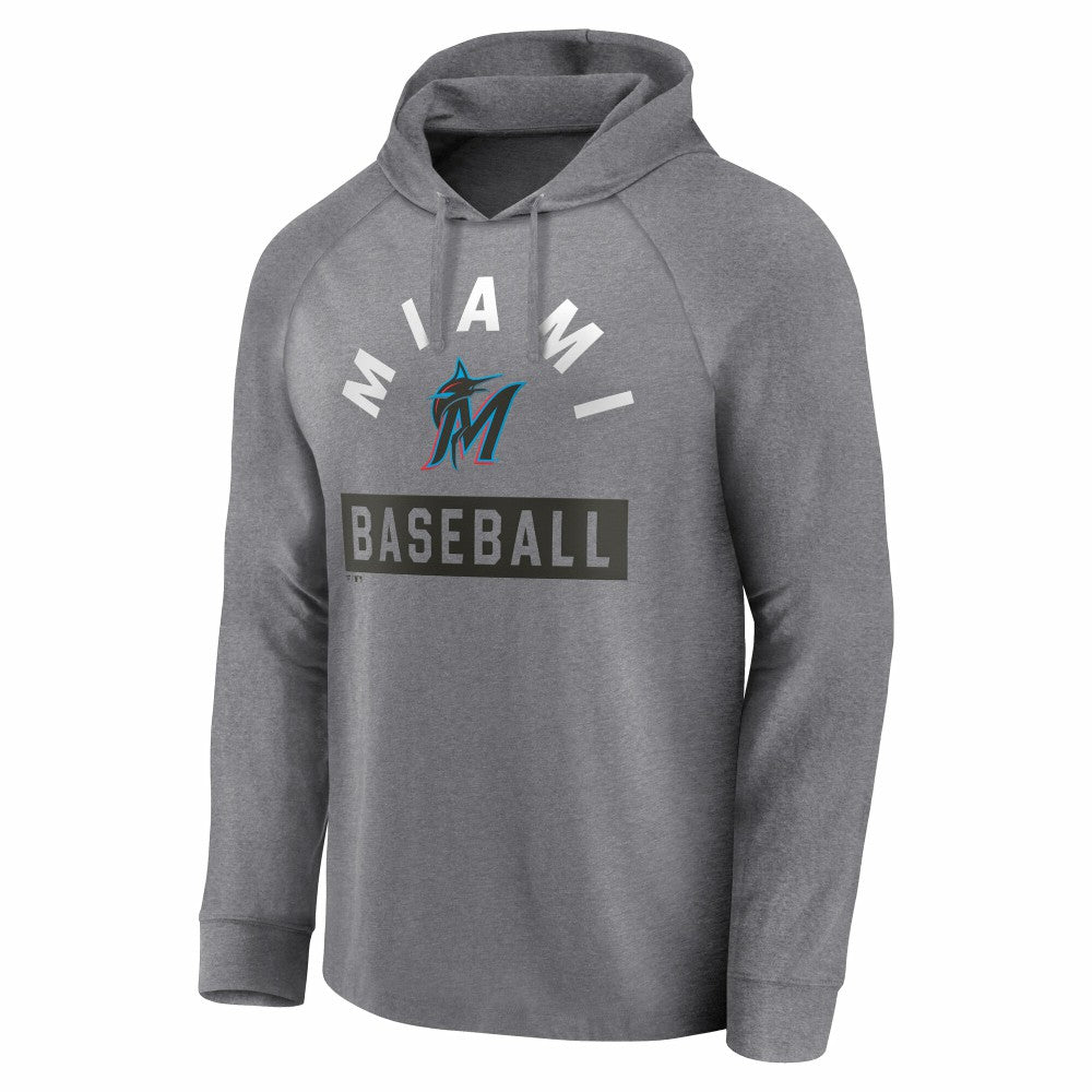 Miami Marlins Fanatics No Time Off Raglan Pullover Hoodie - Gray - Fanatics Discount