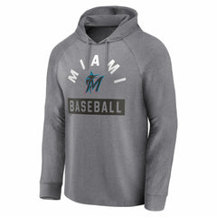 Miami Marlins Fanatics No Time Off Raglan Pullover Hoodie - Gray - Fanatics Discount