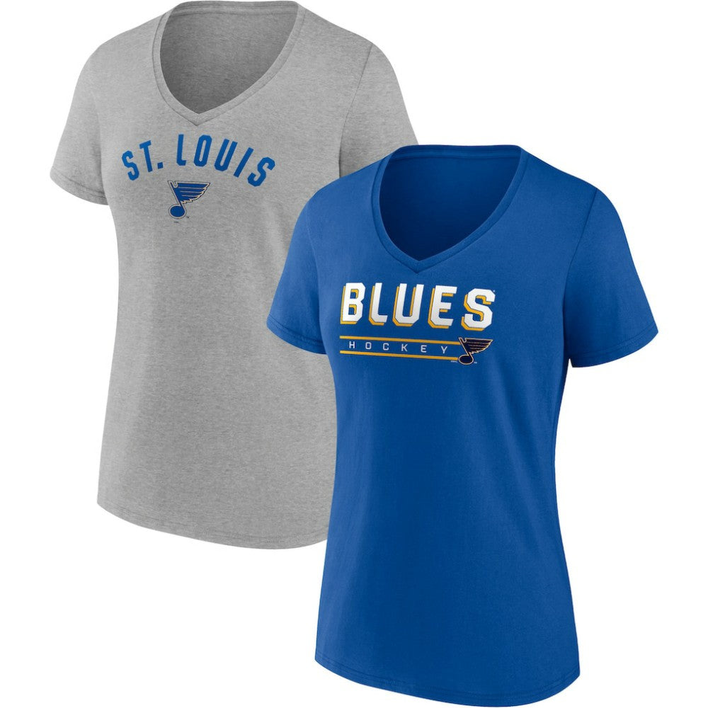 St. Louis Blues Fanatics Women's Parent 2-Pack V-Neck T-Shirt Set - Blue/Heathered Gray - NHL 4444026