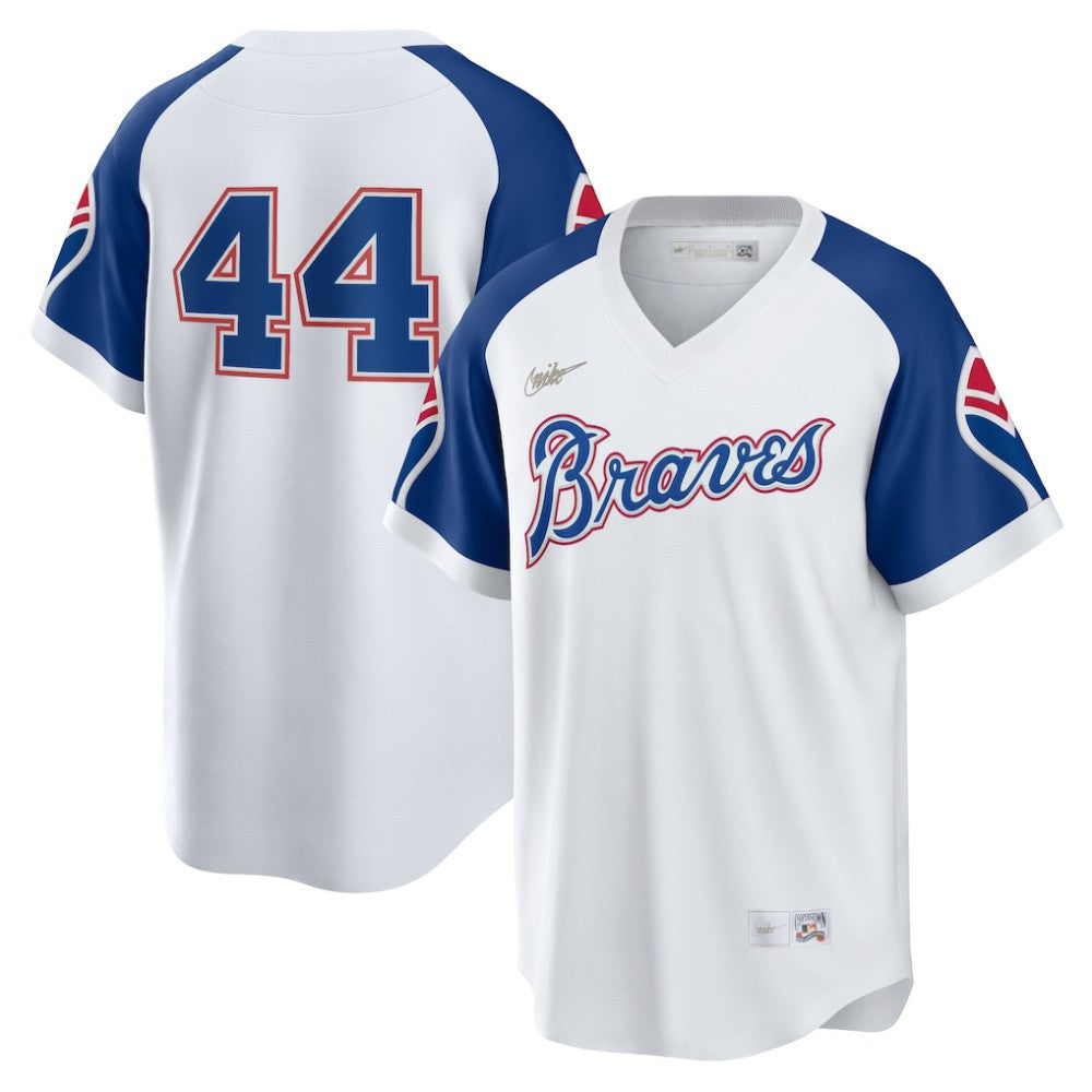Hank Aaron Atlanta Braves Nike Home Cooperstown Collection Player Jersey - White - Nike Lifestyle