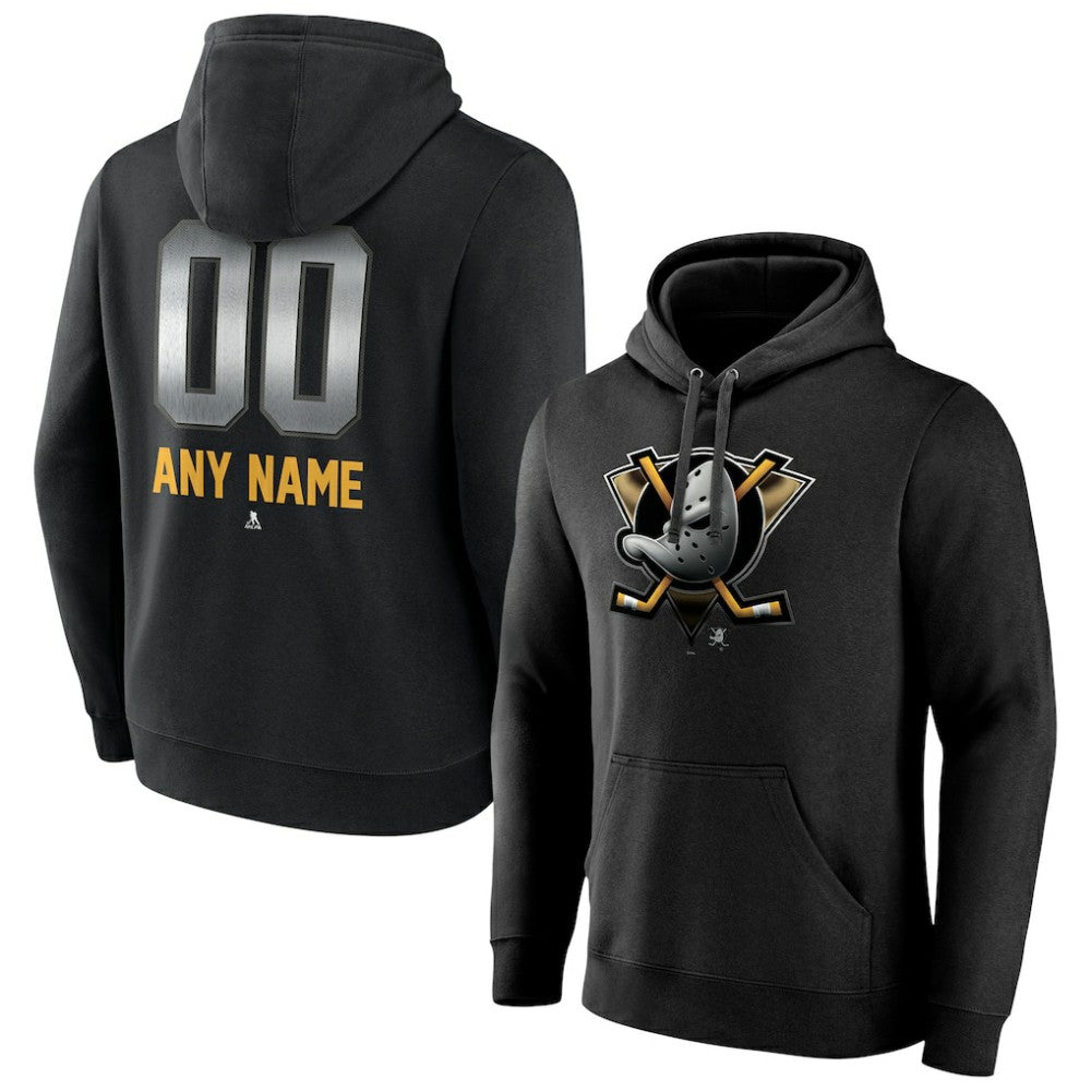 Anaheim Ducks Personalized Midnight Mascot Logo Pullover Hoodie - Black - NHL 4444379