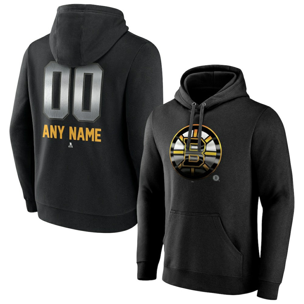 Boston Bruins Personalized Midnight Mascot Logo Pullover Hoodie - Black - NHL 4444381
