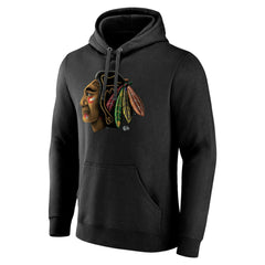 Chicago Blackhawks Personalized Midnight Mascot Logo Pullover Hoodie - Black - NHL 4444383