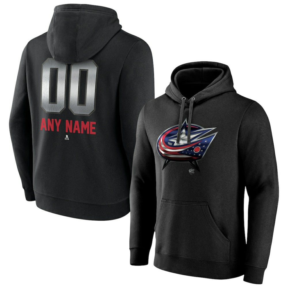 Columbus Blue Jackets Personalized Midnight Mascot Logo Pullover Hoodie - Black - NHL 4444385