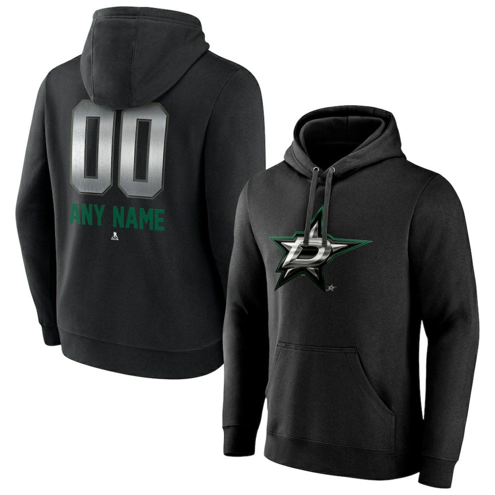 Dallas Stars Personalized Midnight Mascot Logo Pullover Hoodie - Black - NHL 4444386