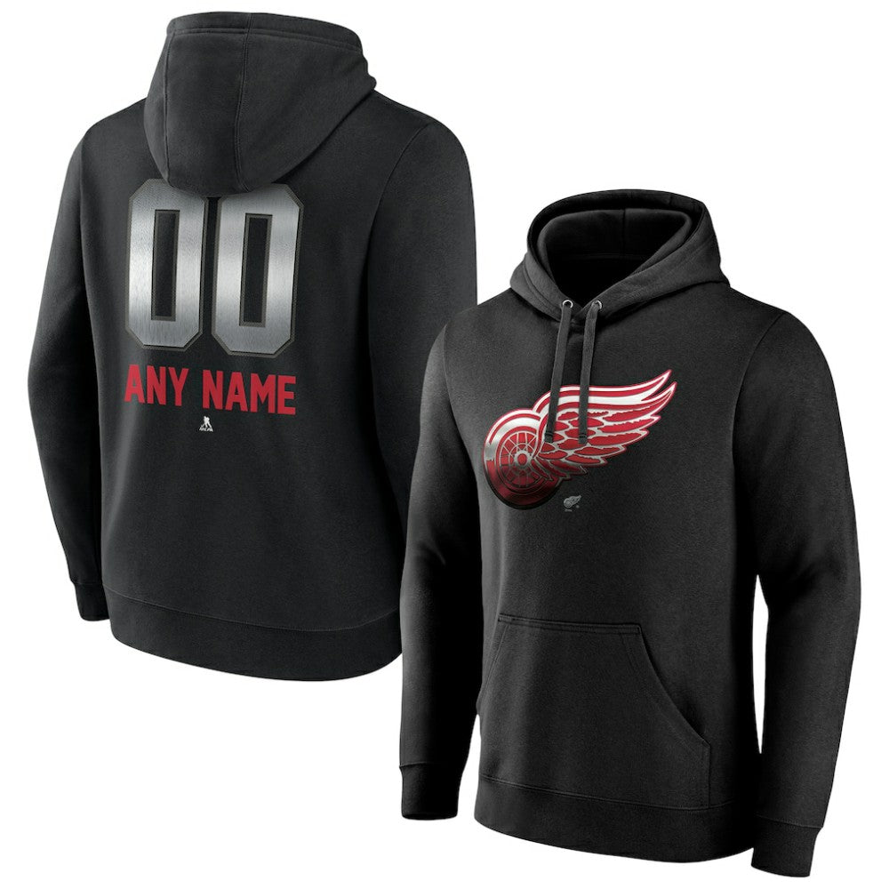 Detroit Red Wings Personalized Midnight Mascot Logo Pullover Hoodie - Black - NHL 4444387