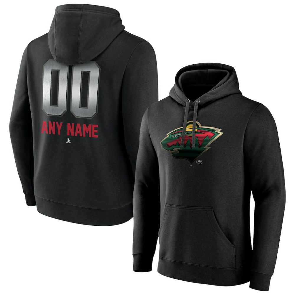 Minnesota Wild Personalized Midnight Mascot Logo Pullover Hoodie - Black - NHL 4444391