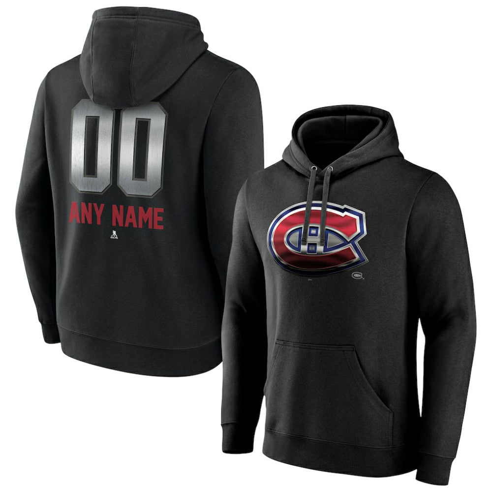 Montreal Canadiens Personalized Midnight Mascot Logo Pullover Hoodie - Black - NHL 4444392