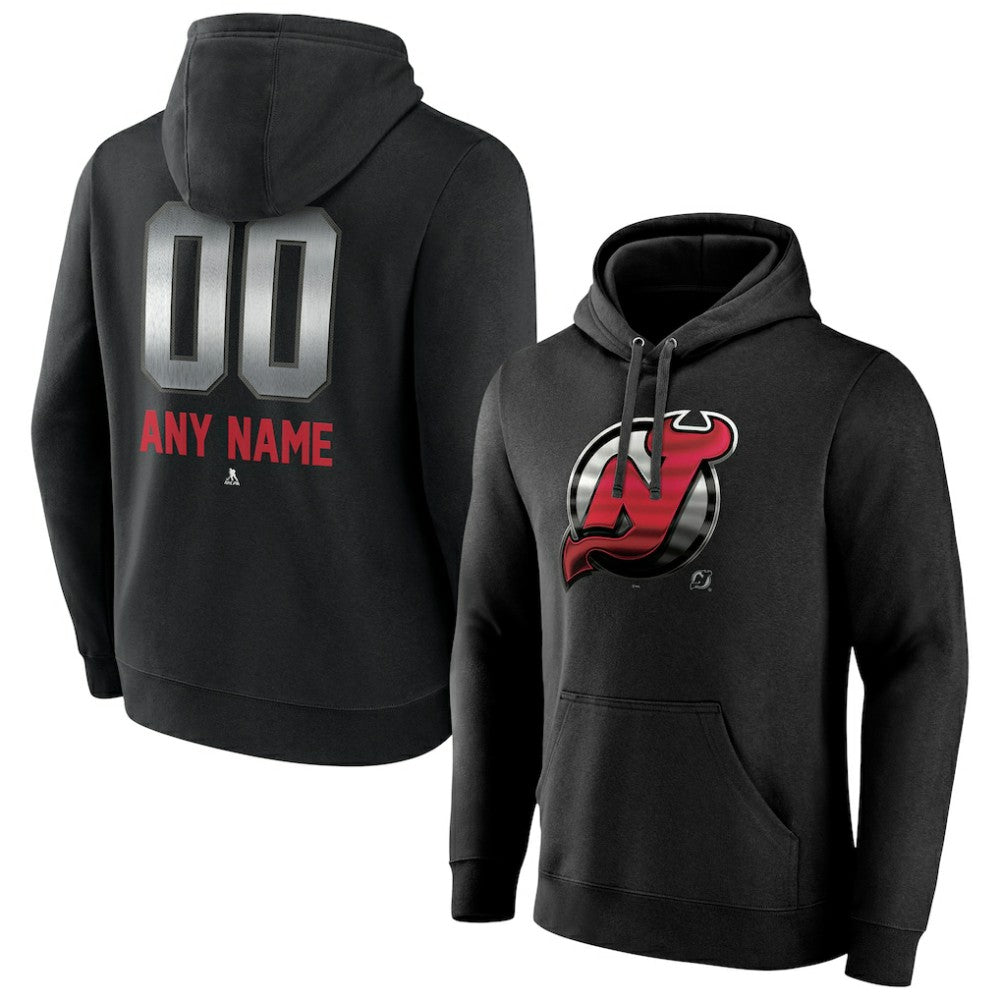 New Jersey Devils Personalized Midnight Mascot Logo Pullover Hoodie - Black - NHL 4444394