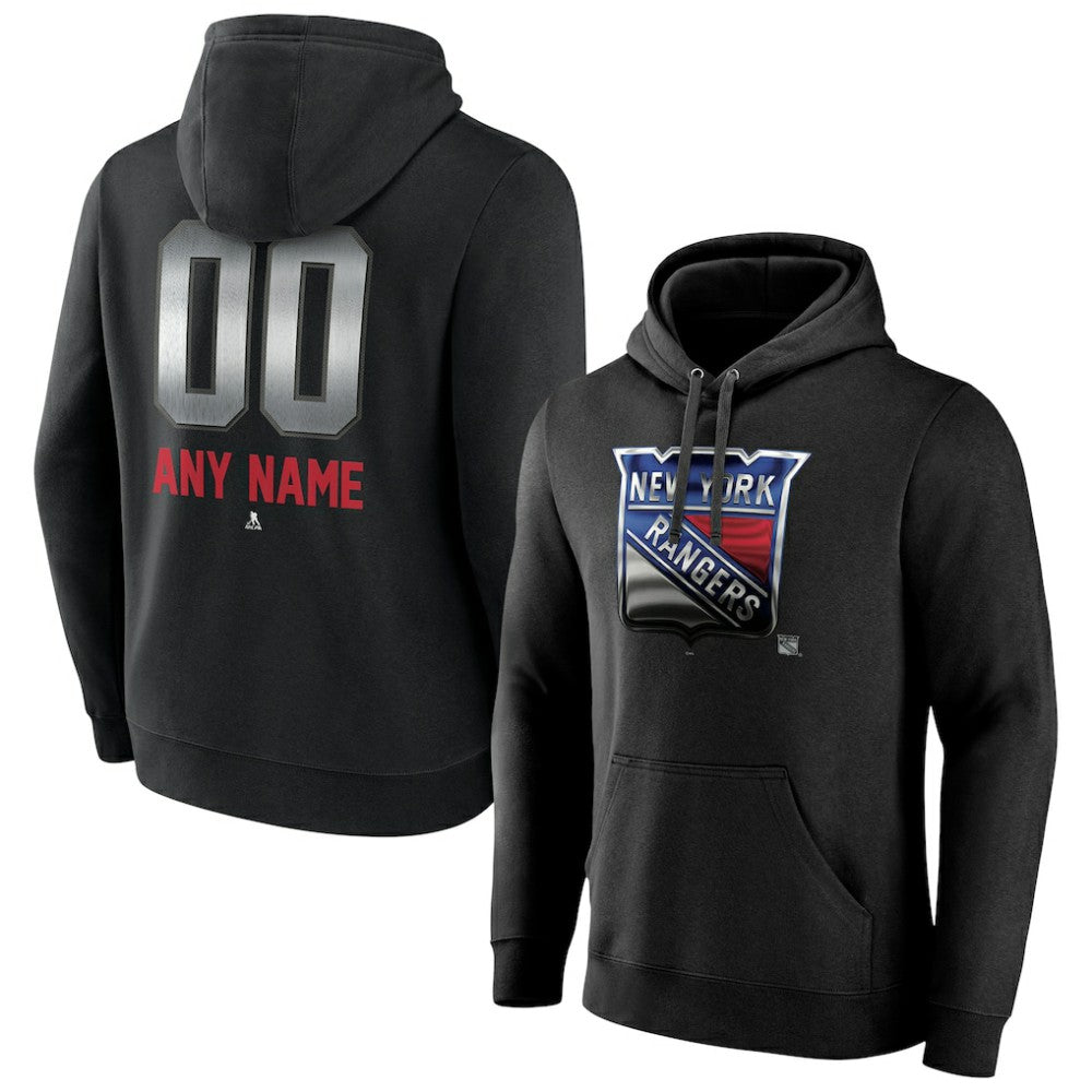 New York Rangers Personalized Midnight Mascot Logo Pullover Hoodie - Black - NHL 4444396
