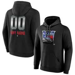 New York Rangers Personalized Midnight Mascot Logo Pullover Hoodie - Black - NHL 4444396
