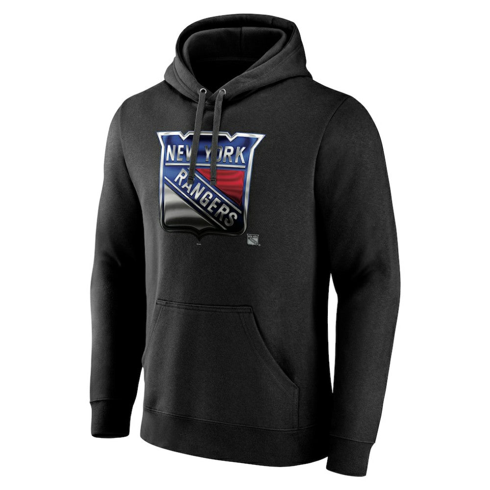 New York Rangers Personalized Midnight Mascot Logo Pullover Hoodie - Black - NHL 4444396
