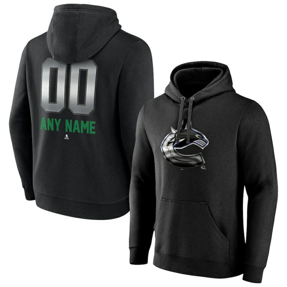Vancouver Canucks Personalized Midnight Mascot Logo Pullover Hoodie - Black - NHL 4444403