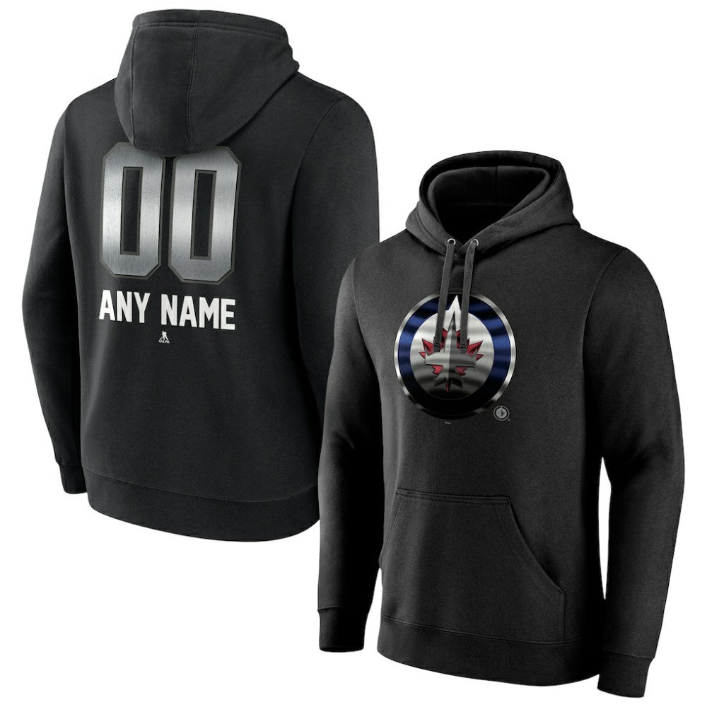 Winnipeg Jets Personalized Midnight Mascot Logo Pullover Hoodie - Black - NHL 4444407