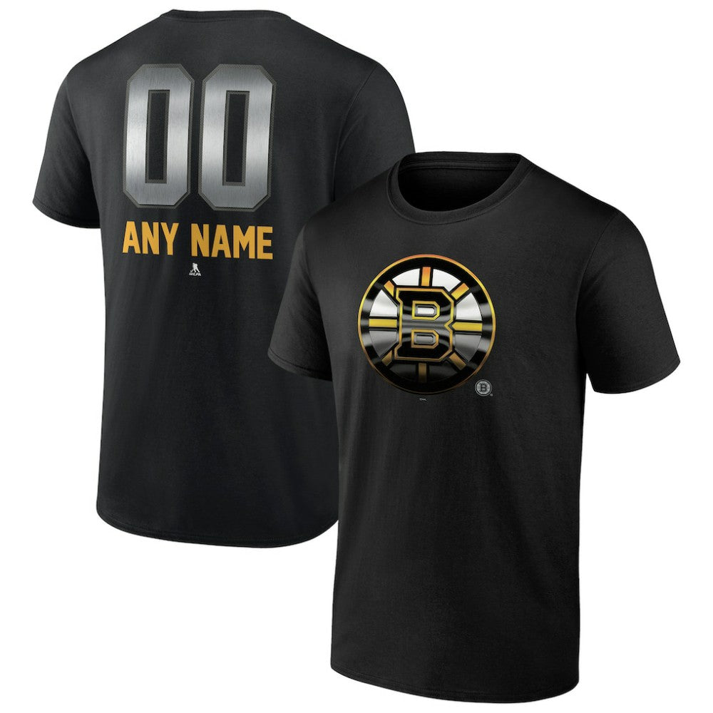 Boston Bruins Personalized Midnight Mascot Logo T-Shirt - Black - NHL 4444410
