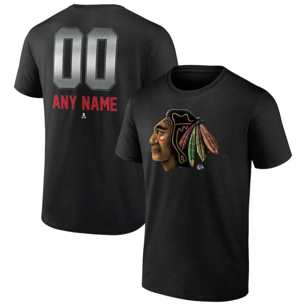 Chicago Blackhawks Personalized Midnight Mascot Logo T-Shirt - Black - NHL 4444412
